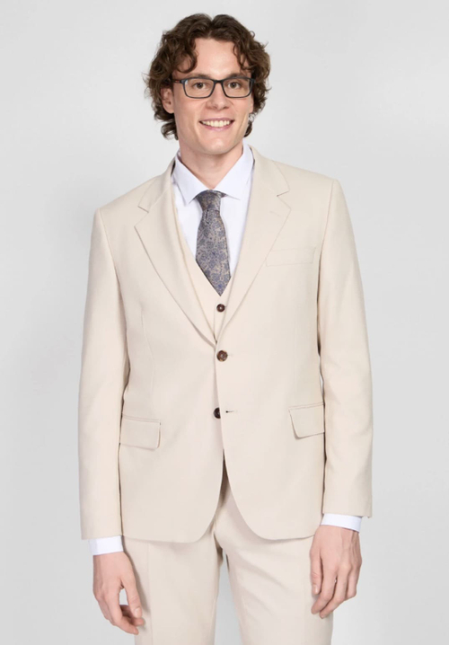 Мужской костюм тройка (молочный) В89