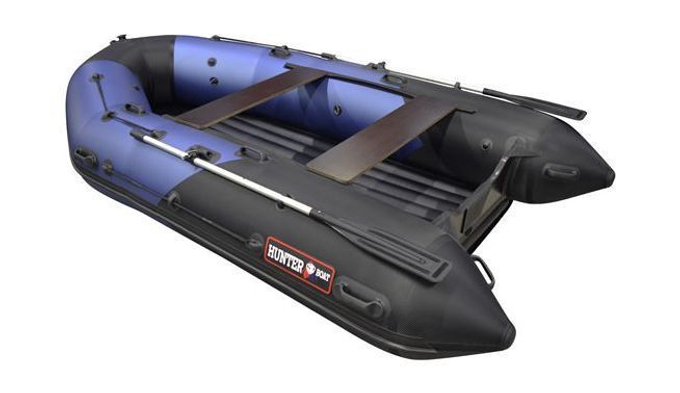Надувная лодка ПВХ, Хантер 350 Про Спорт НДНД, синий/карбон