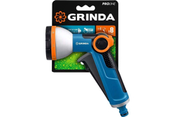 GRINDA  X-8, с регулятором напора, 8 режимов, курок спереди, двухкомпонентный, поливочный пистолет, PROLine (8-427145)