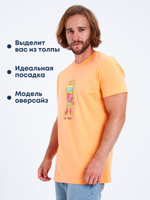Футболка оранжевая унисекс однотонная гипоаллергенная хлопковая оверсайз для занятий физкультурой и спортом, для всей семьи с принтом Ты попал. CROOT