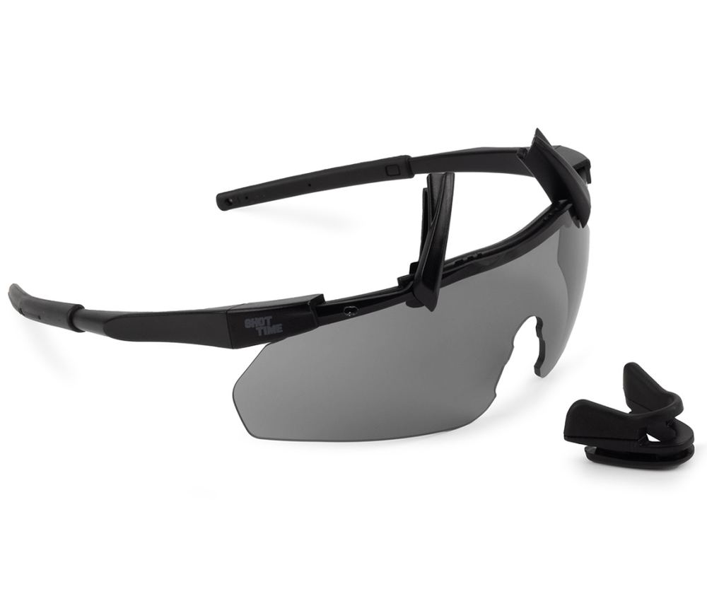 Очки стрелковые ShotTime Lynx, осколочные, чёрные, линза: прозрачная, жёлтая, серая, футляр GST-012-BLK-K