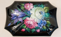 Шкатулка "Цветы на черном" с жостовской росписью