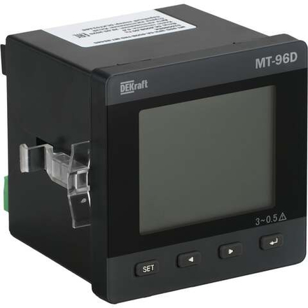 Мультиметр Dekraft 96x96мм трехфазный, вход 100В 5А, THD+multi-tariff, RS485, МТ-96D 51514DEK