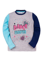 Лонгслив для девочек "Danse love" SM341 98-104 см. Бирюзово-синий