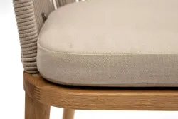 "Лион" стул плетеный из роупа, основание дуб, роуп бежевый круглый, ткань бежевая 035