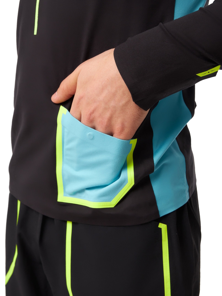 ЛОНГСЛИВ УТЕПЛЕННЫЙ МУЖСКОЙ 3/4 ZIP BRUSH | BLACK/SKYBLUE