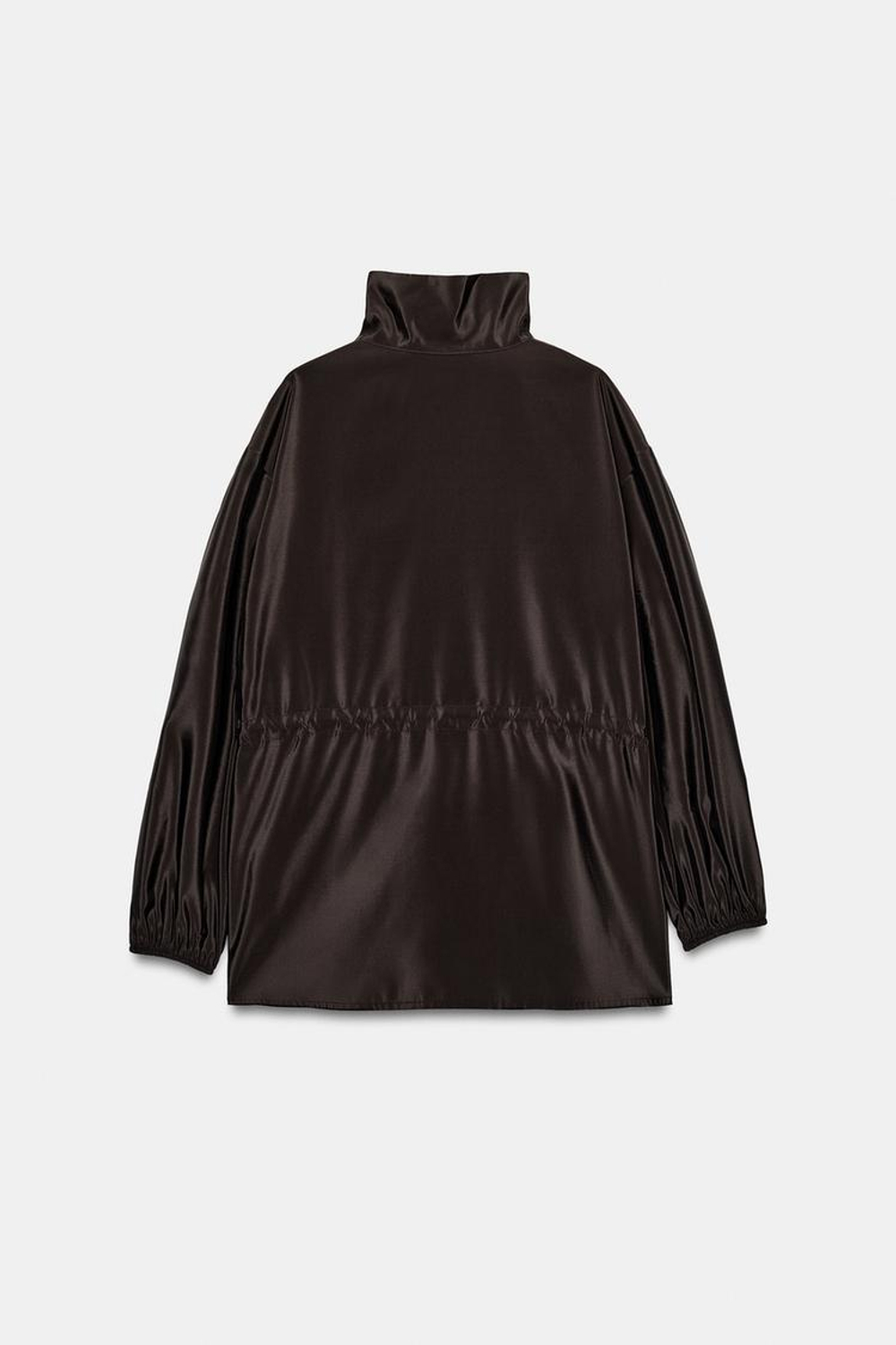 ZARA КУРТКА С ВОРОТНИКОМ-СТОЙКОЙ И РЕГУЛИРУЕМОЙ ТАЛИЕЙ, КОРИЧНЕВЫЙ