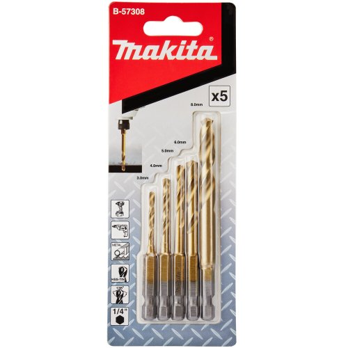 Набор сверл Makita по металлу HSS-TiN 5 шт   B-57308