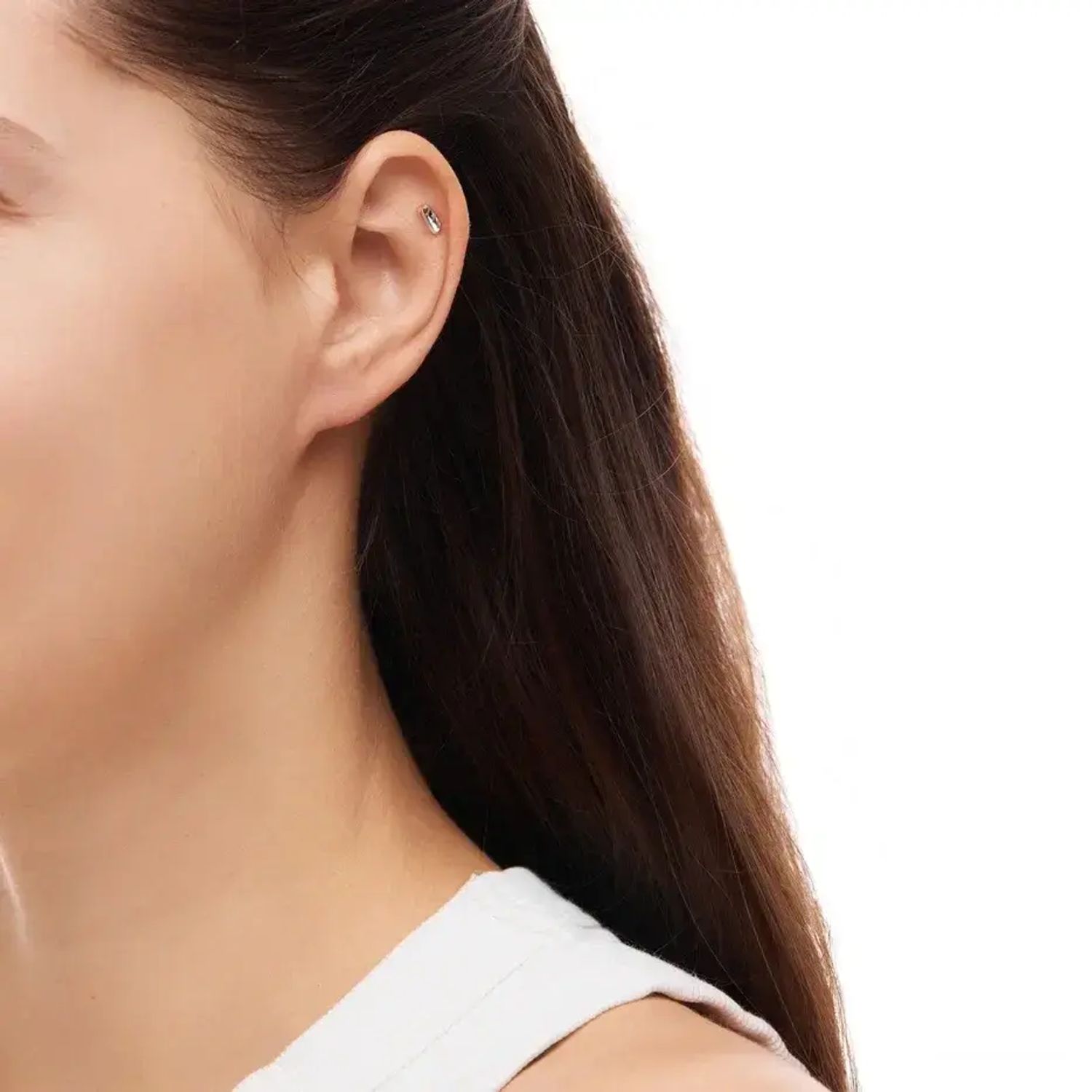 Лабрет Baguette Stud Earring - Silver