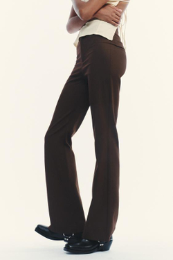 ZARA БРЮКИ FLARED С ВЫСОКОЙ ПОСАДКОЙ, ТЕМНО-КОРИЧНЕВЫЙ