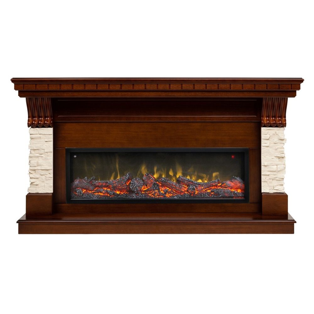 Электрокамин RealFlame Michigan 42/BV NT орех с очагом Beverly 1000