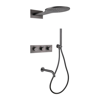 Душевая система ABBER Wasser Kreis AF8150NG скрытого монтажа с изливом, термостат, никель