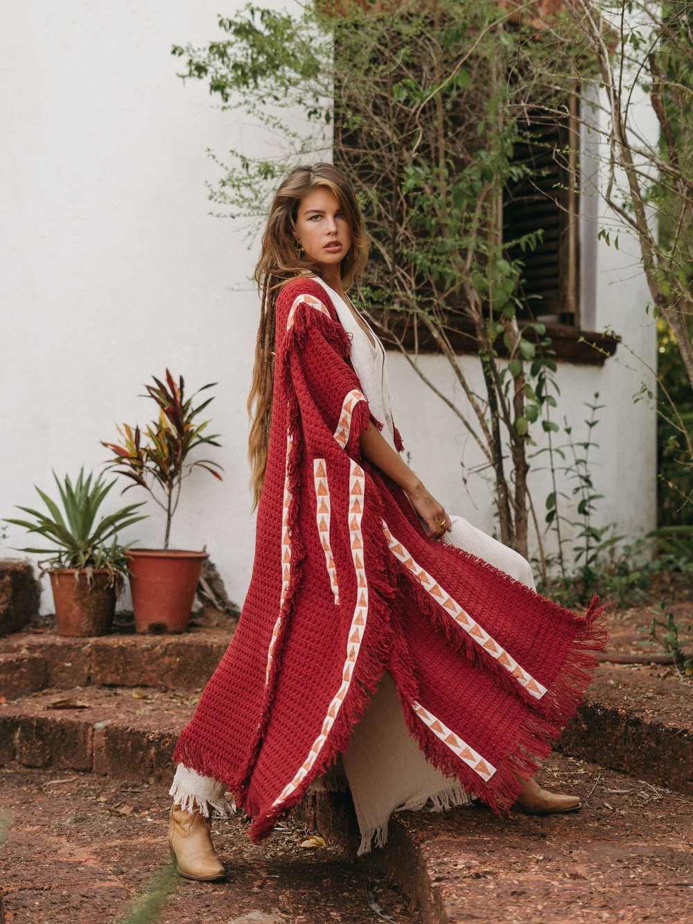 Berber пальто-пончо (красная охра)