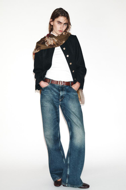 ZARA БЛЕЙЗЕР ОБЛЕГАЮЩЕГО КРОЯ С КРУГЛЫМ ВЫРЕЗОМ, ЧЕРНЫЙ