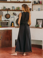 Длинное бохо-платье с запахом (черное)