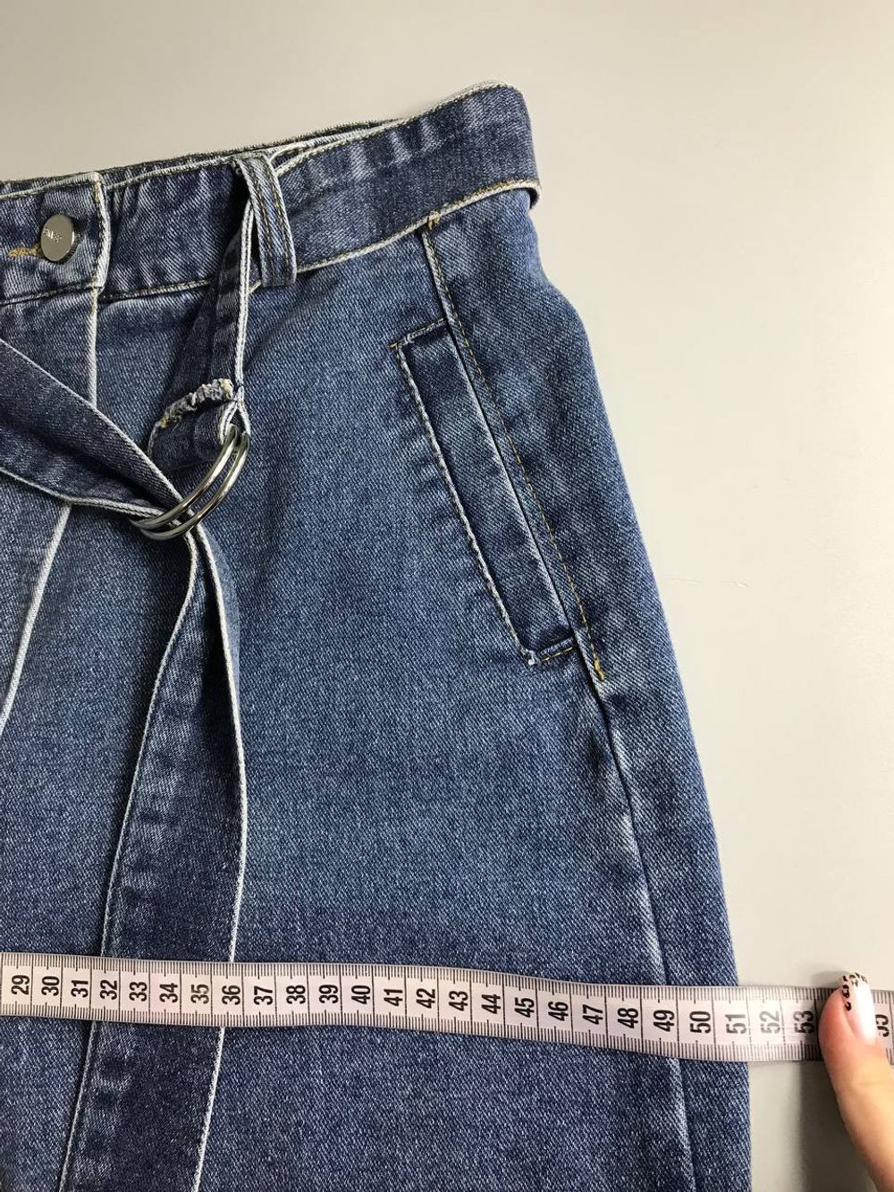 Юбка джинсовая интересного и стильного кроя 46 размера