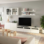 Комплект мебели д/гостиной  - IKEA BESTÅ/BESTA LACK, 195x42x300см, белый, БЕСТО ЛАКК ИКЕА