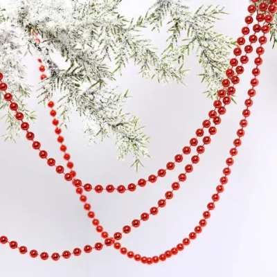 Бусы на елку 2,7м «Шарик» d-6мм, красный (pvc коробка)