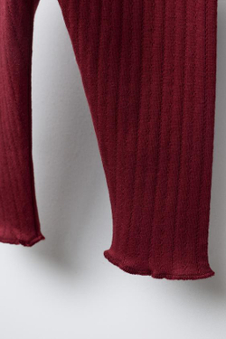 ZARA АЖУРНЫЕ ХЛОПКОВЫЕ ЛЕГИНСЫ, БУРГУНДИ