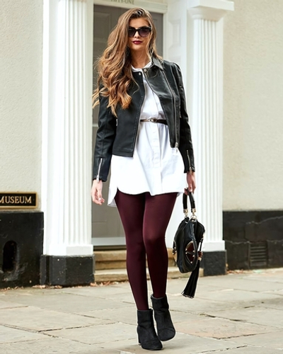 Теплые колготки с легким блеском Premium Opaques (Размер: M-L) (Цвет: бордовый)