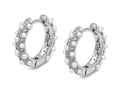 70076-р Швензы-Конго 17мм с "майоркой" и стразами, родий, пара