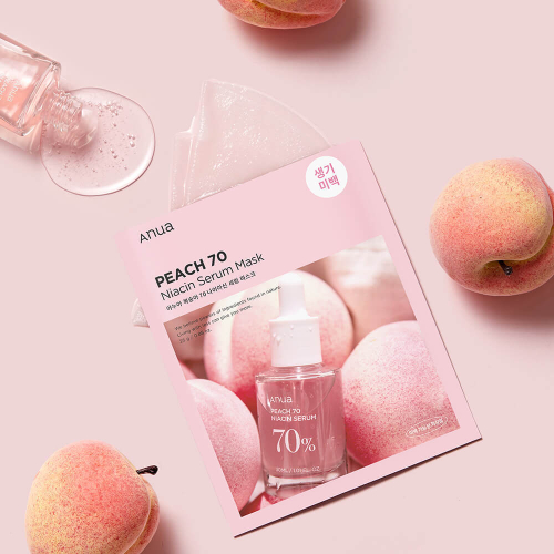 Anua Peach 70% Niacin Serum Mask тканевая маска для сияния кожи лица с персиком и ниацинамидом