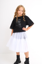 Футболка с сеткой укороченная, черная