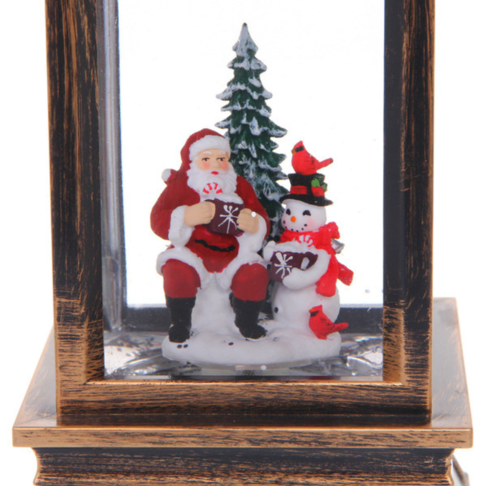 Сувенир с подсветкой «Новогодняя ночь» 10,5*10,5*23,5 см, мелодия, подсветка, эффект снегопада (работает от 3*АА, USB)