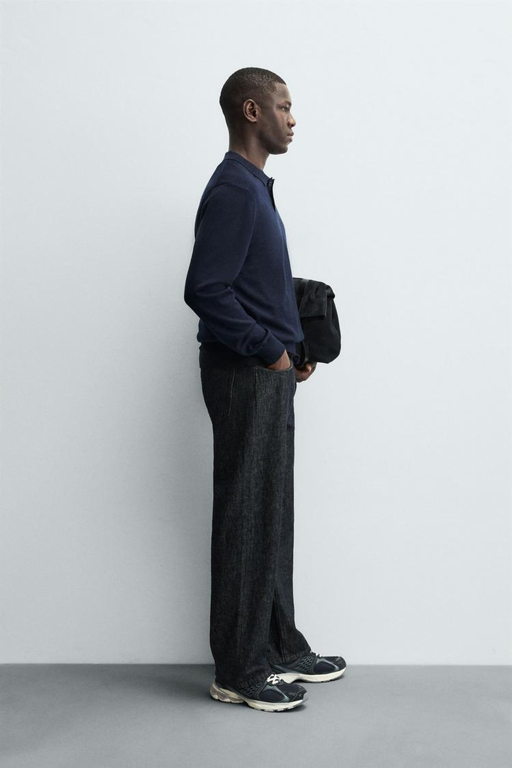 ZARA ПОЛО ИЗ 100% ШЕРСТИ, МОРСКОЙ СИНИЙ