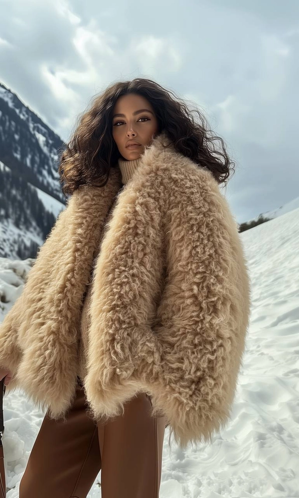 Дубленка двусторонняя Тиградо бежевая