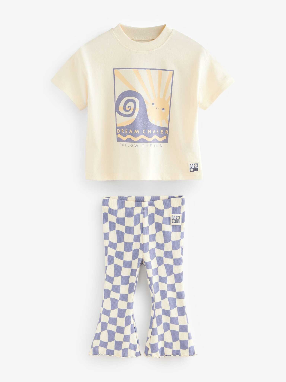 Футболка и легинсы-клеш в комплекте для девочки Next E65-388, 2 шт., Молочный, Розовый