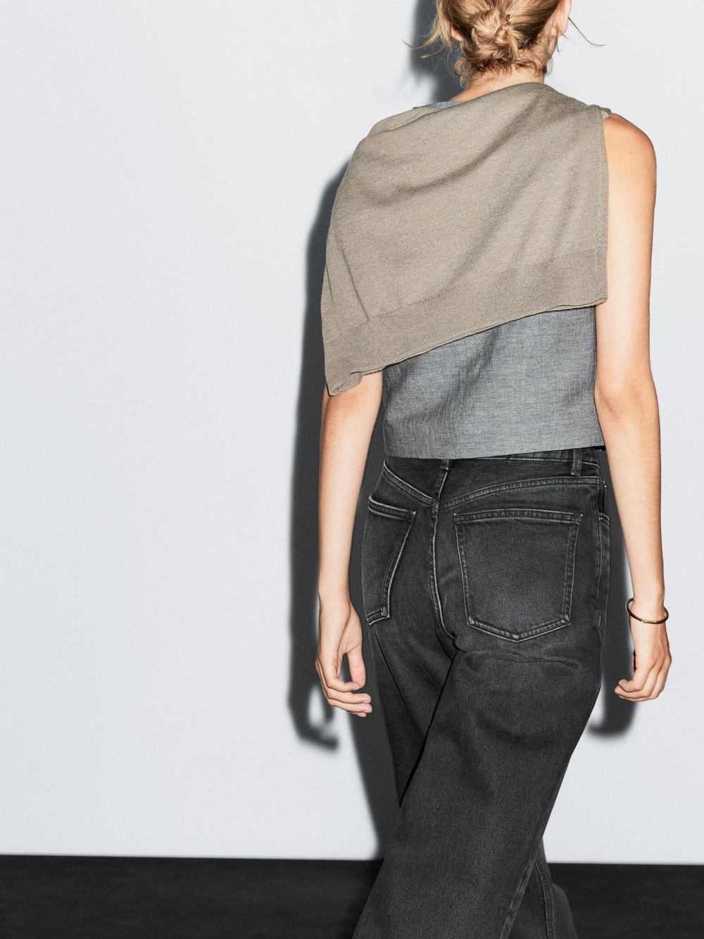 Massimo Dutti Джинсы прямого кроя с низкой посадкой, черный