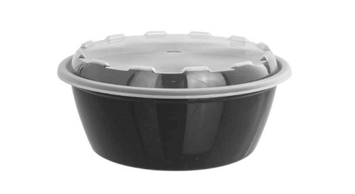 Контейнер 950мл с крышкой круглый Черный, 150шт/кор