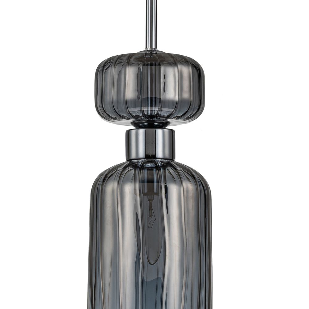Подвесной светильник 1x60Вт E14, металл/стекло, хром/дымчатый