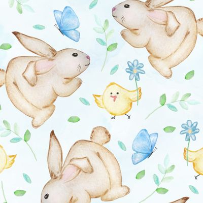 Милые кролики и цыплята