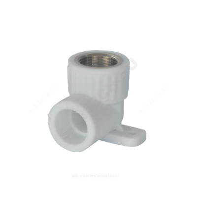 Угольник PP-R комбинированный белый Дн 20х1/2" ВР с креплением VALFEX 10120020