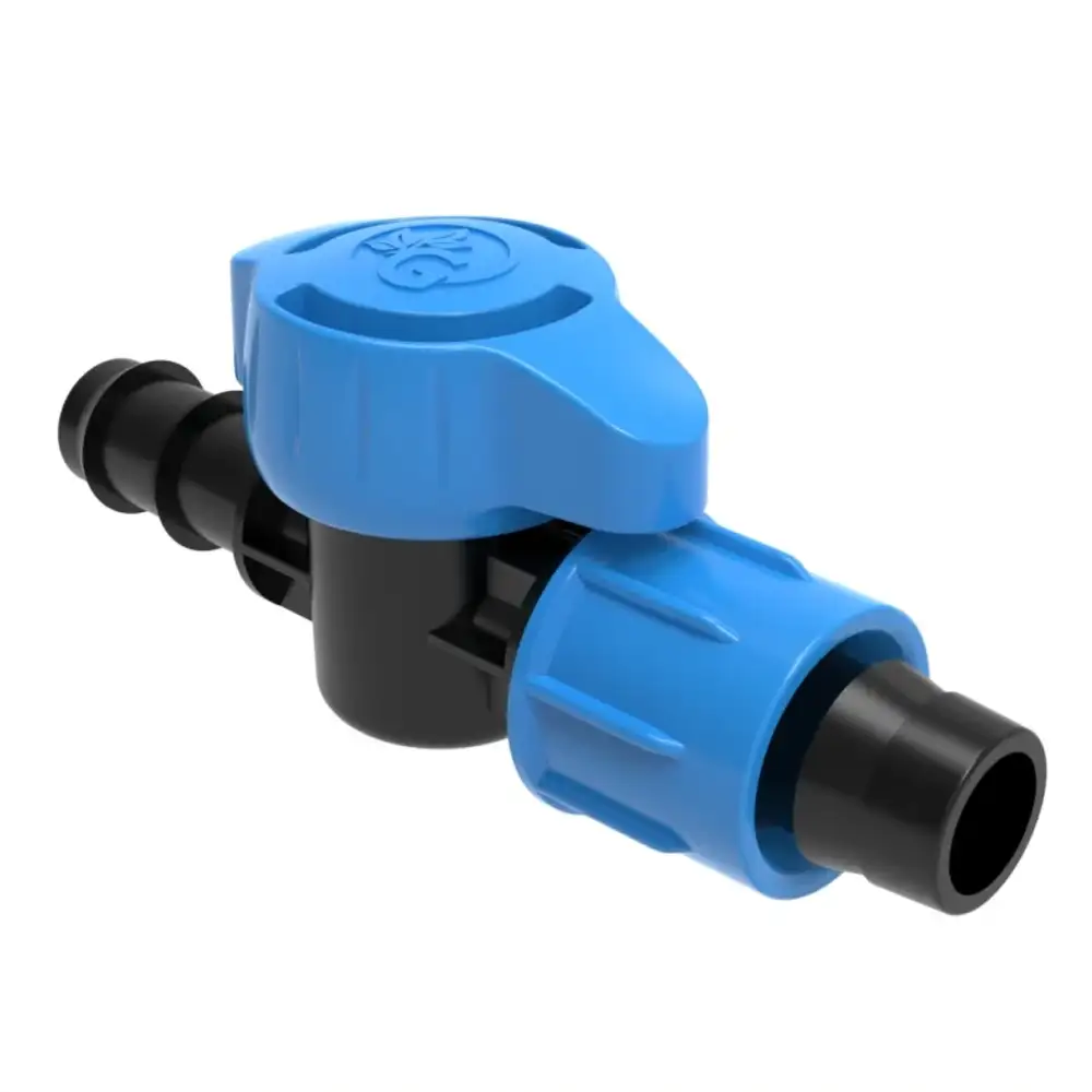 Кран с переходом трубка 16мм - капельная лента, плоская ручка, GP