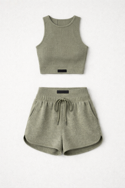 RIBBED CROP KHAKI