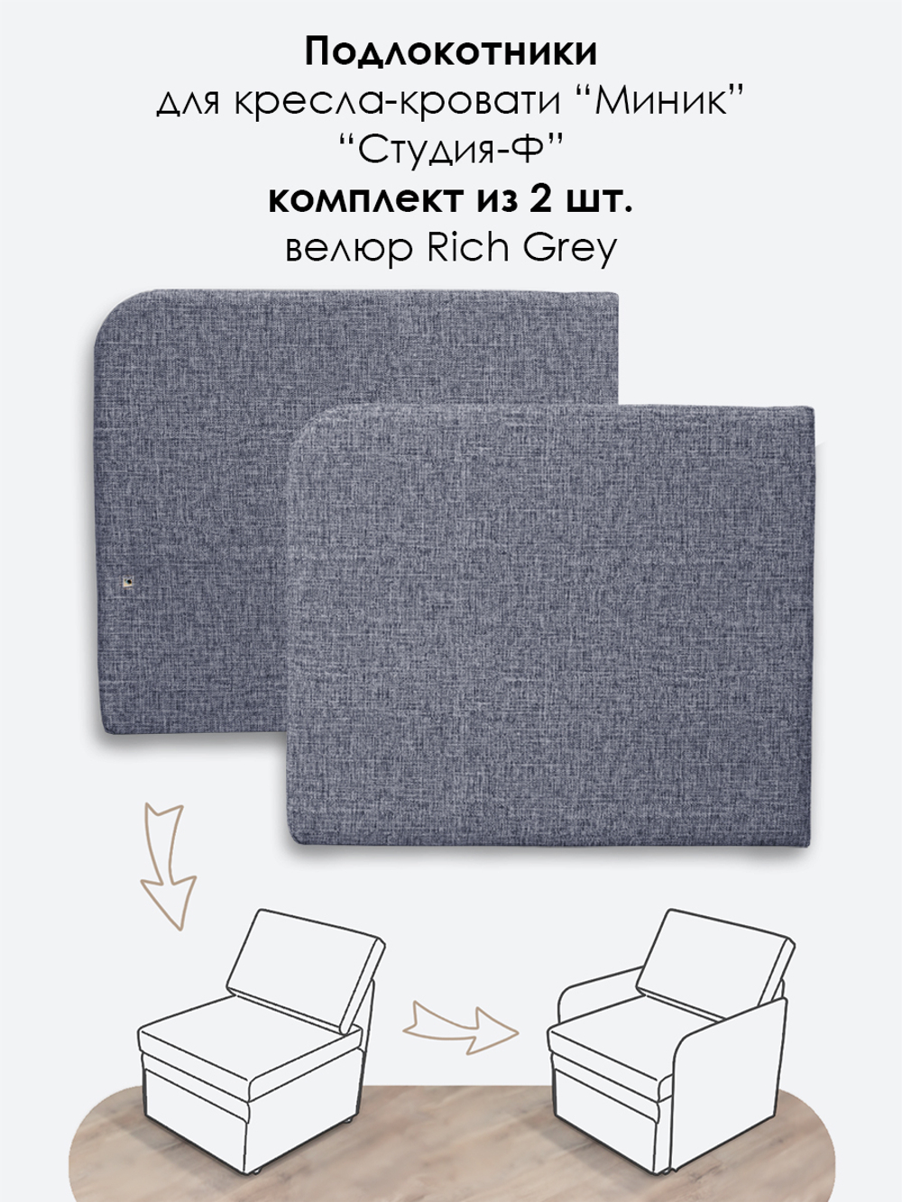 Подлокотники для кресла-кровати Миник, комплект из 2 шт (левый и правый)