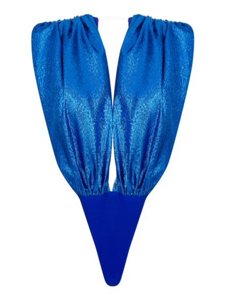 Боди с глубоким вырезом из парчи