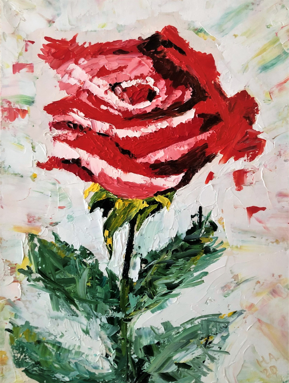 Картина маслом на холсте "Роза" 30х40 см. Ручная работа.