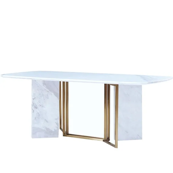 Стол Marble Cross, 220х100 см, белый керамогранит