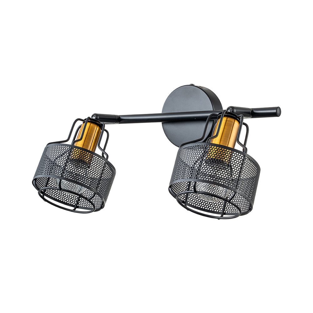 Настенный светильник 2x40Вт E14, металл, черный/золото
