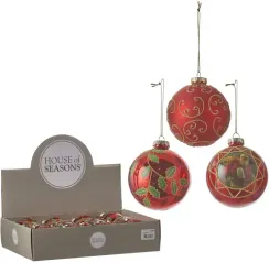 Набор стеклянных шаров Страсть 80 мм, 12 шт., красный, House of Seasons (83186)