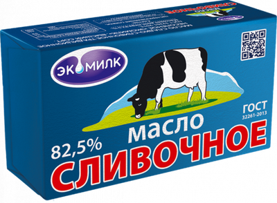 Масло сливочное традиционное "Экомилк" с коровкой 82,5%-330 гр