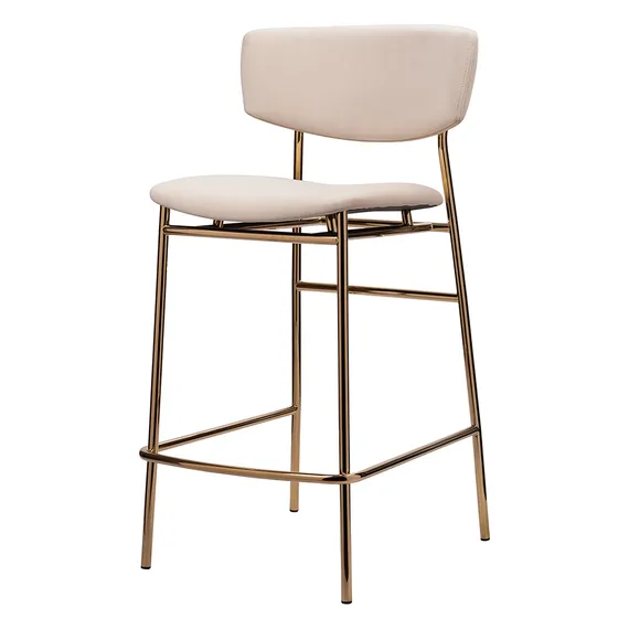 Стул полубарный Elle кремовый с золотыми ножками