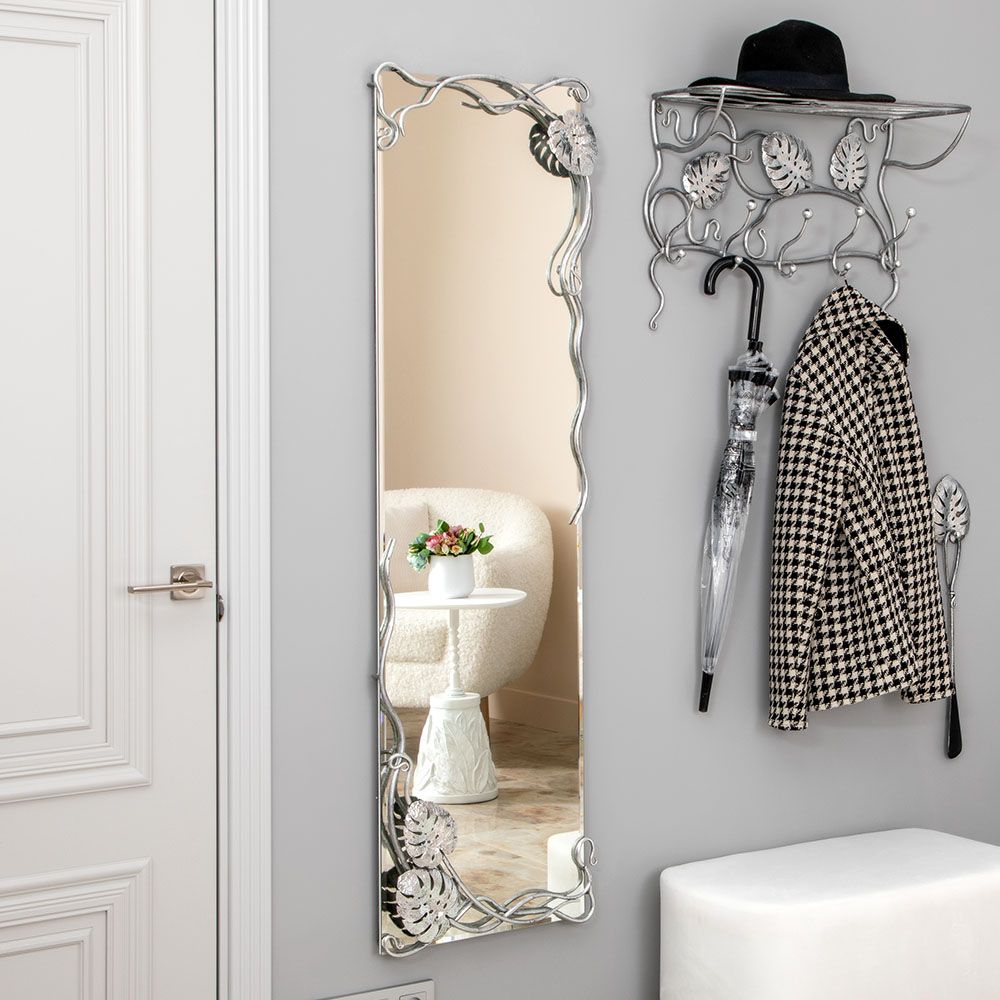 Зеркало настенное Monstera Deliciosa (Монстера) 140 Айс Античное серебро