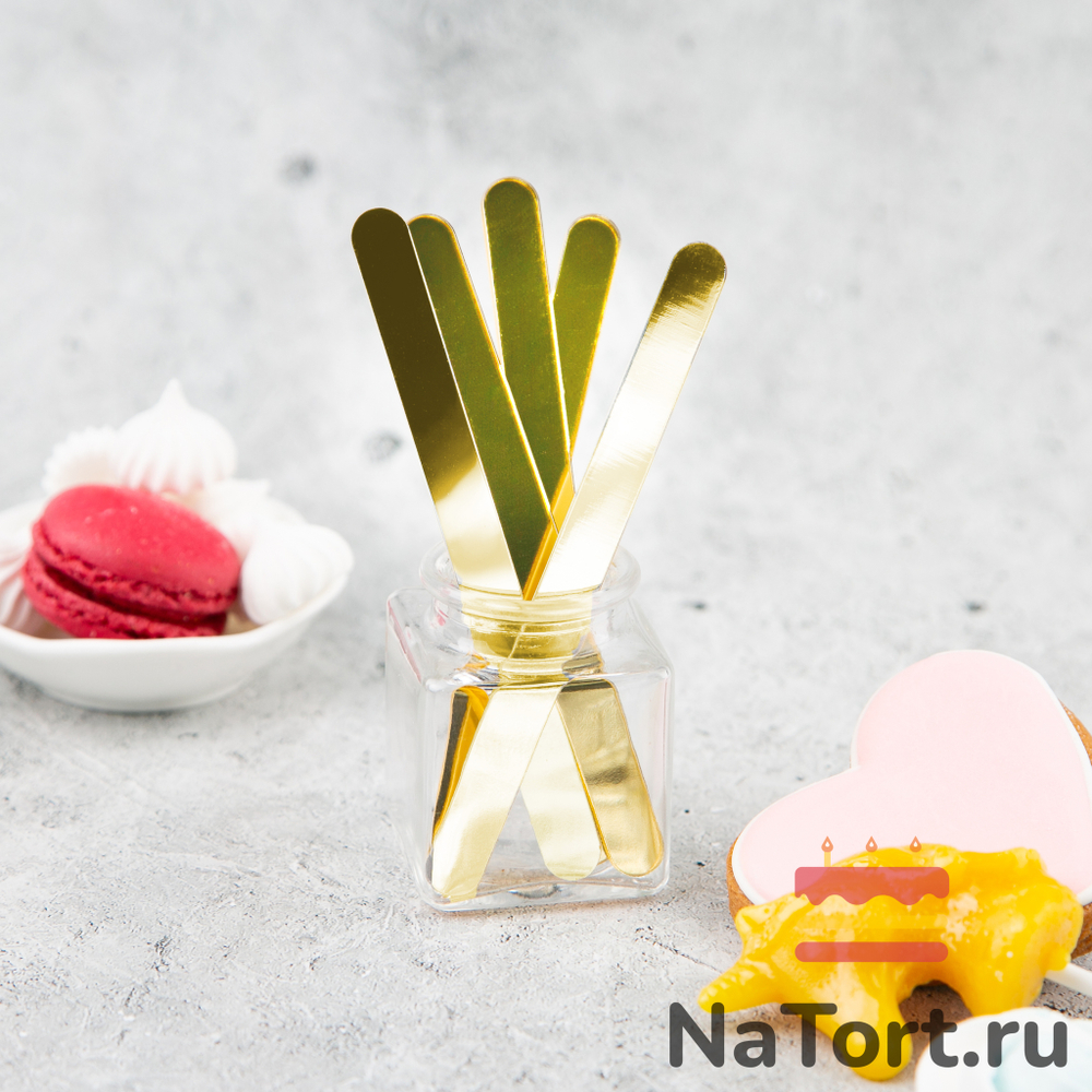 Палочки акриловые для эскимо 11 см, 50 шт (золотые)