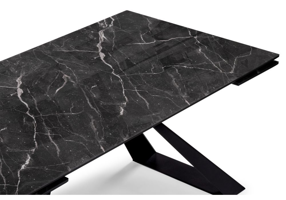 Стеклянный стол Маккарти 160(220)х90х75 дарк / черный