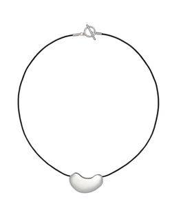 Подвеска фасоль на шнурке, серебро